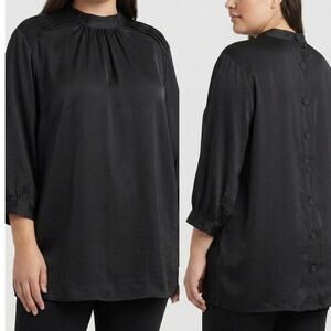 ModCloth 3X Miss Appreciated High Collar Full Back Button Pleated Shoulders